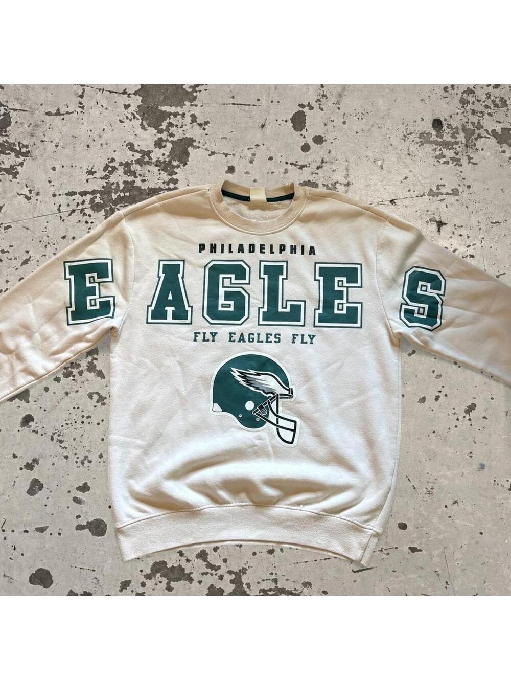Mens Philadelphia Eagles Spellout Crewneck Sweatshirt Size M